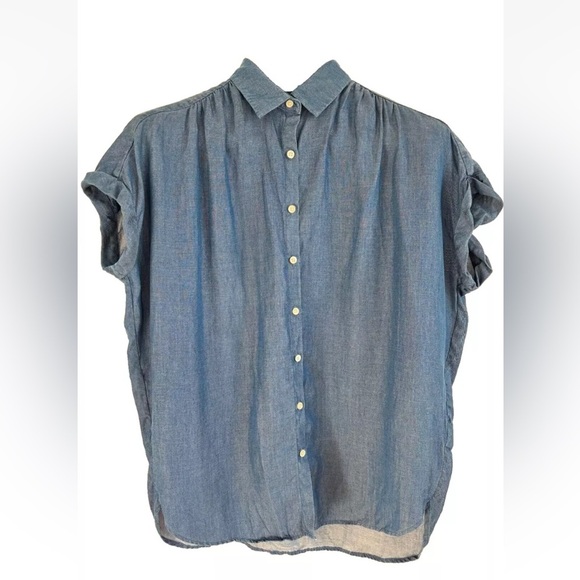 J. McLaughlin Top Womens Size Small Cotton Chambray Button Up Boho Western Ranch - Picture 2 of 10